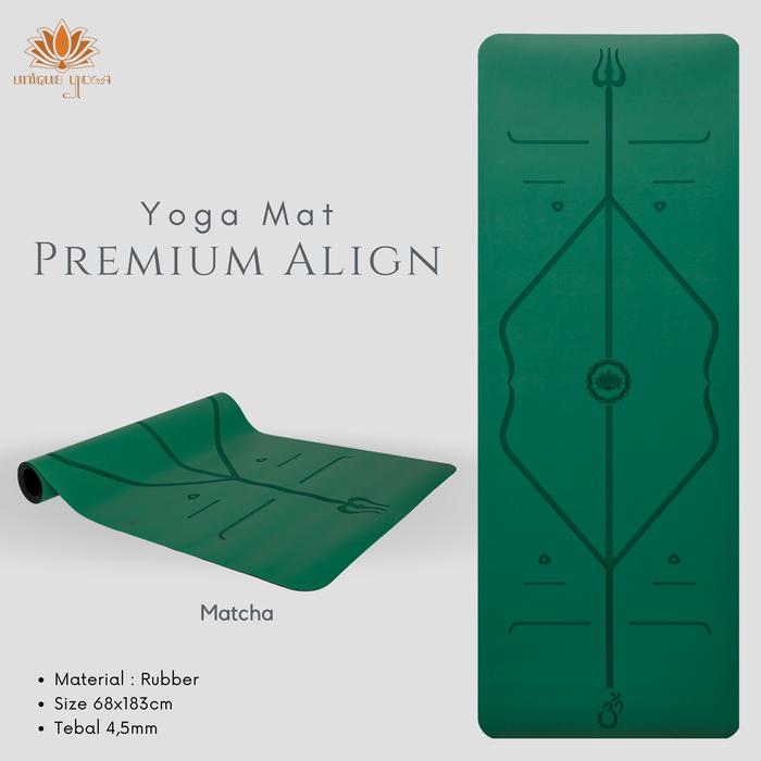 Gambar Yoga Mat Unique Premium Align 4.5mm / Matras Yoga Rubber Anti Slip - Green / Matcha, Matras Saja dari Unique Yoga Bali undefined Tokopedia