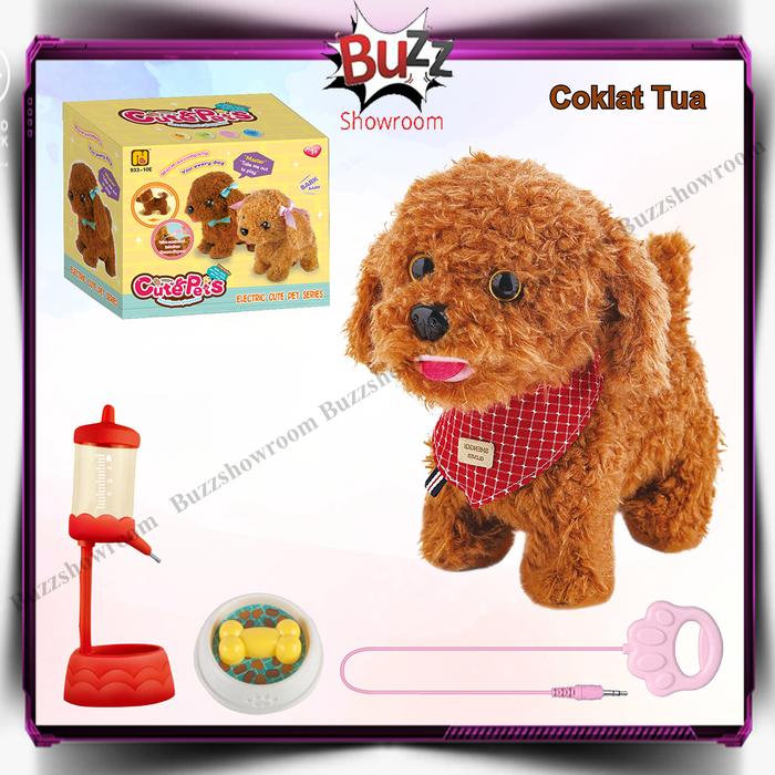 Gambar Intelligent Dog Mainan Boneka Anjing Berjalan Menggonggong Robot Cute - Coklat Tua dari Buzzshowroom undefined Tokopedia