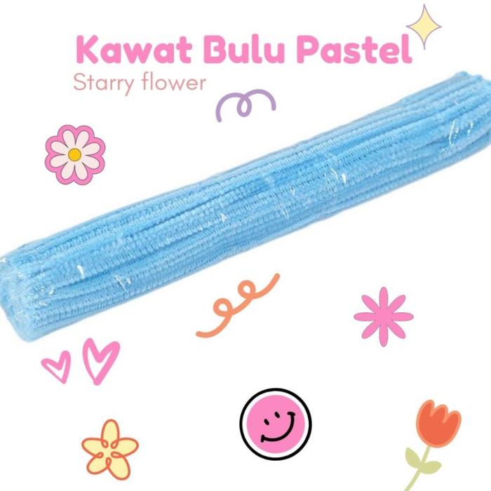 Gambar Kerajinan Kawat Bulu WARNA PASTEL Kawat Mercy Pipe Cleaner - Biru Pastel, 10 dari Bubu Land undefined Tokopedia