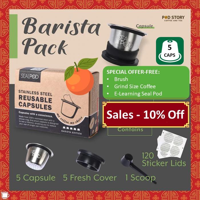 Gambar Reusable Nespresso Capsule refill stainless - SEALPOD Refillable - 5 Capsules dari Pod Story Premium Coffee undefined Tokopedia