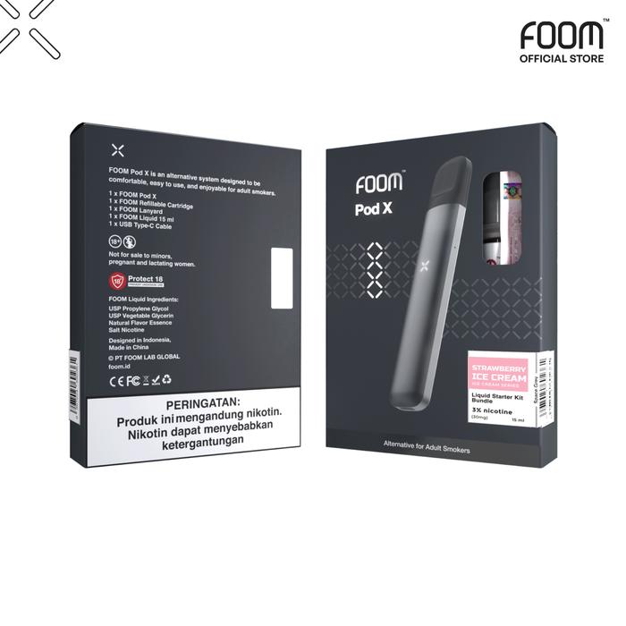 Gambar Pod X Space Gray Bundling Liquid 15 mL FOOM - Strawbrry Ic cr dari Aneka Foom Tebet undefined Tokopedia