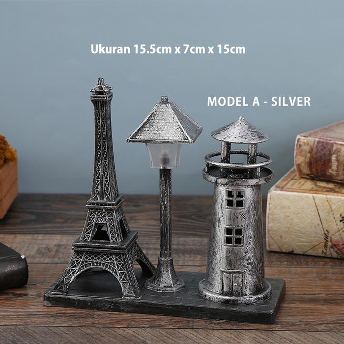 Gambar Ornamen Pajangan Meja Unik Menara Dekorasi Hiasan Gift Souvenir Elyse - Silver A dari O Store Indonesia undefined Tokopedia