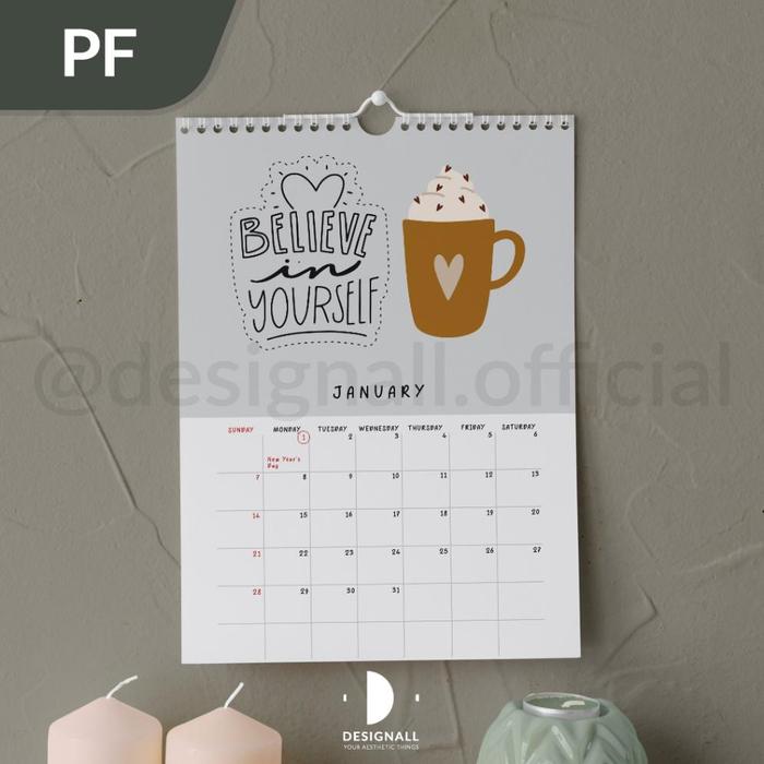 Gambar Designall Kalender Dinding Aesthetic 2024 A3 Spiral PF - PF dari cv. wira persada undefined Tokopedia
