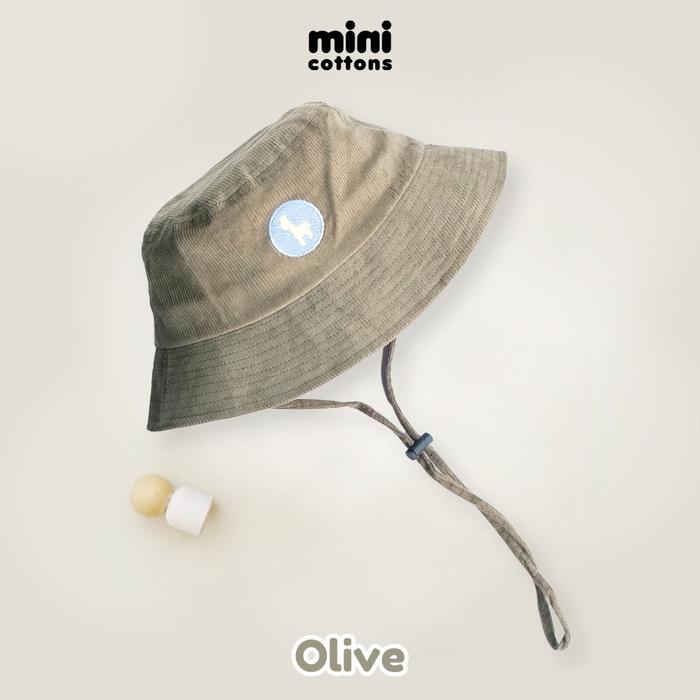 MINI COTTONS Topi Premium Bucket Hat Anak Fashion Olive Green