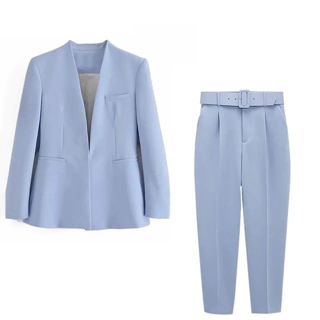 Gambar One Set Blazer Wanita Terbaru | SetBlazer | Setelan Blazer Wanita - Biru Muda, XL dari San.Store5 undefined Tokopedia