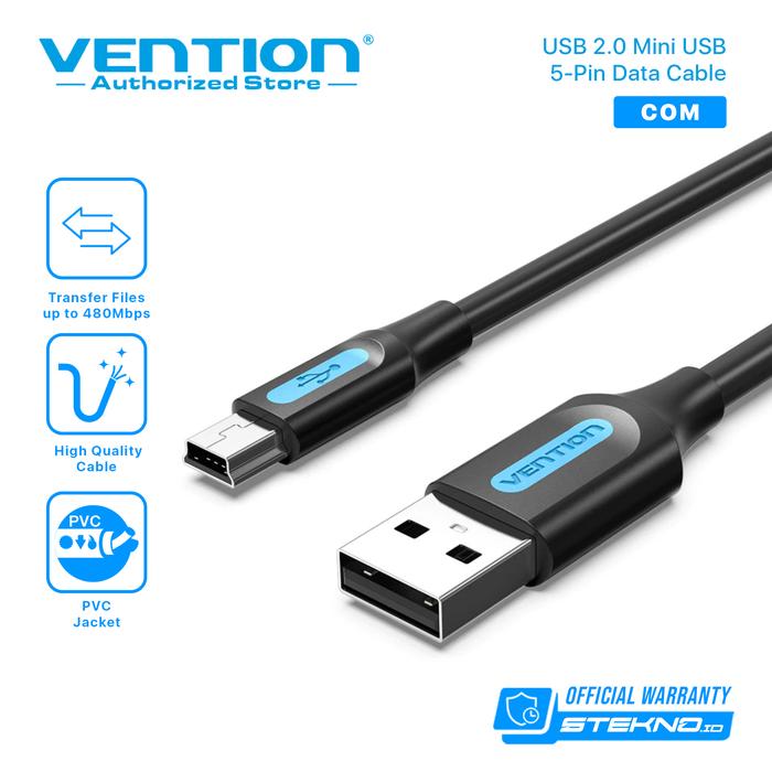Gambar Vention Kabel Data Mini 5 pin USB 2.0 - Hitam - Round COM, 0.25m dari Vention Authorized Store undefined Tokopedia