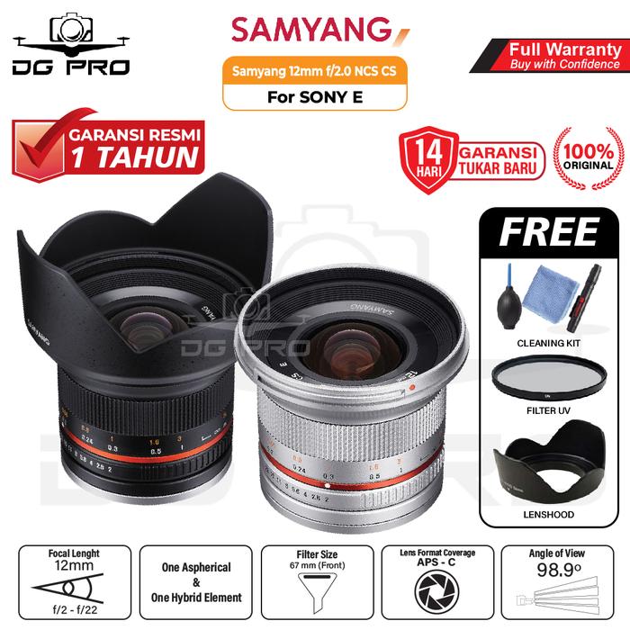 Samyang 12mm NCS CS Lens for Sony E-Mount Garansi Resmi BLACK, PAKET  STANDARD di Dg Pro Kamera Tokopedia