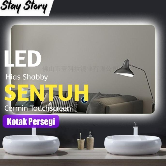 Gambar READY Cermin Wastafel Kamar Mandi Led Touch Screen Kaca Toilet Persegi - 140x90cm dari kstuhastore undefined Tokopedia