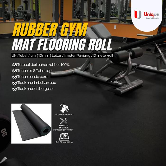 Gambar Karpet Karet Gym Roll / Gym Mat Roll 1x10m / Alas Lantai Tempat Gym dari Unique Carpet Deco Bali undefined Tokopedia
