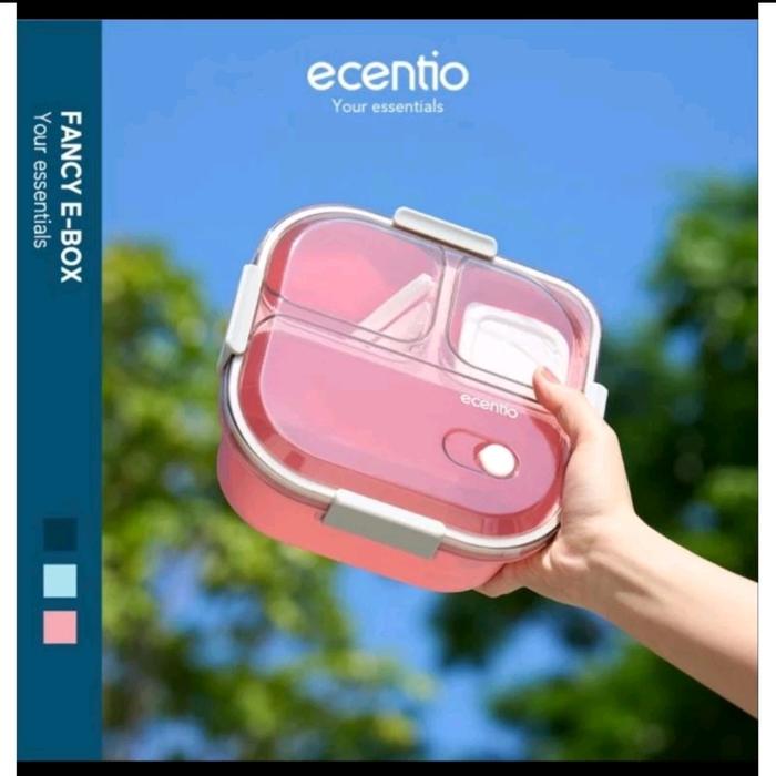 Gambar Ecentio Tempat Makan Anti Tumpah Lunch Box 3 / 4 Grid BPA Free - 3G Kotak Pink dari Soppiyanshop undefined Tokopedia