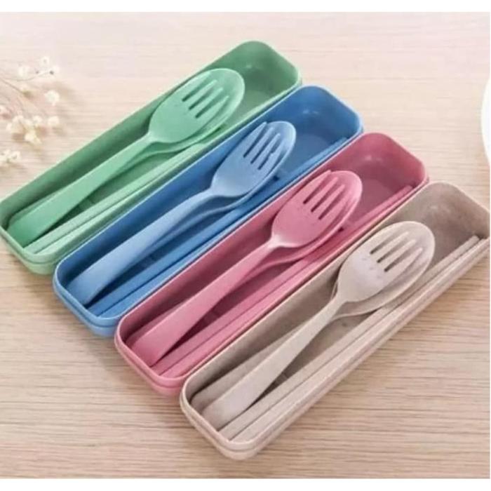 Gambar SET ALAT MAKAN SENDOK GARPU SUMPIT STAINLESS STEEL CUTLERY SET - Bahan Jerami dari Miczson undefined Tokopedia