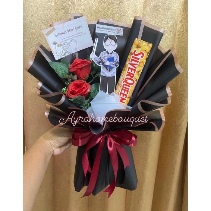 Gambar [HARI GURU] READY BUKET BUCKET BOUQUET BUNGA KADO TOPPER UNTUK HARI - BLACK, (IBU GURU) dari Winny shoop undefined Tokopedia