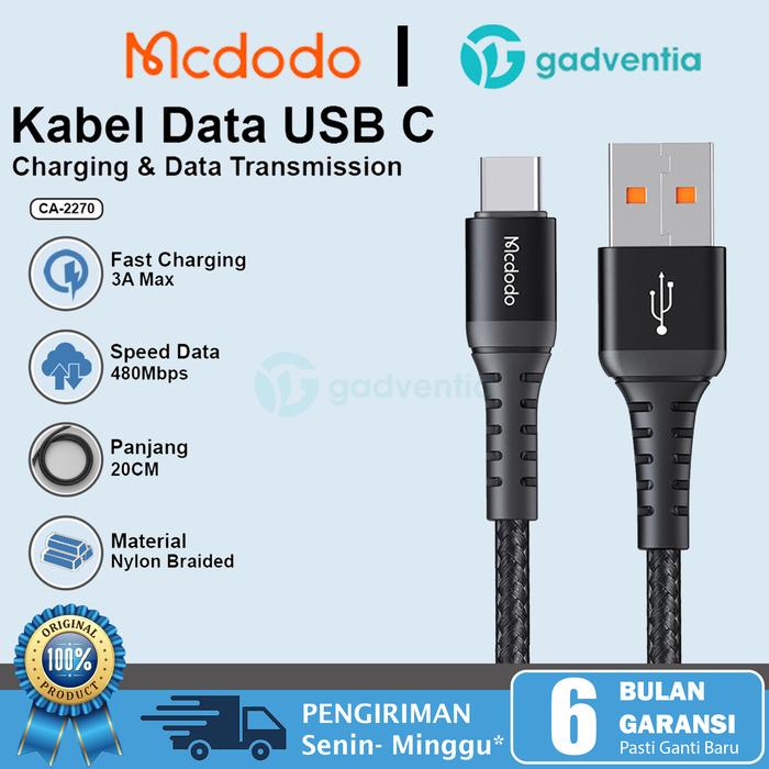 Gambar MCD Kabel Pendek Powerbank Charger Cable iPhone 11 12 13 C to L 20cm - USB TO C 20CM dari GADVENTIA Kota Administrasi Jakarta Barat Tokopedia