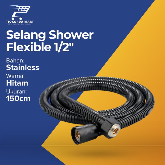 Gambar Selang shower mandi 1.5 meter/hose shower/selang fleksibel hitam - Hitam 150cm dari TjokordaMart undefined Tokopedia