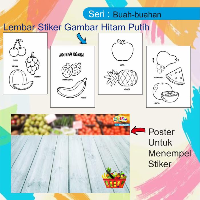 Gambar Colorfun Educational Sticker - Mainan Edukasi Mewarnai Gambar Stiker - Buah-buahan dari STIKER LABEL PRODUK KEMASAN undefined Tokopedia