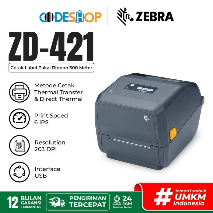 Gambar Zebra ZD421 Desktop Printer 203 Dpi 4-Inch Value EPL ZPL USB Original - 300 DPI dari Codeshop Indonesia undefined 5 Tokopedia