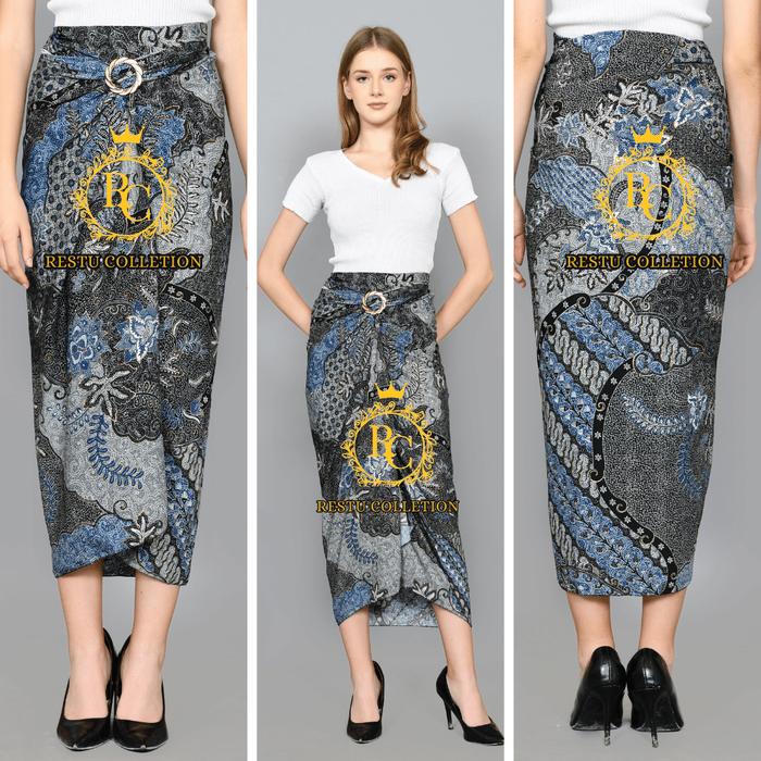 Gambar Rok Lilit Batik Wanita Restu Colletion Lv Biru - LV BIRU dari RESTU COLLETION undefined Tokopedia