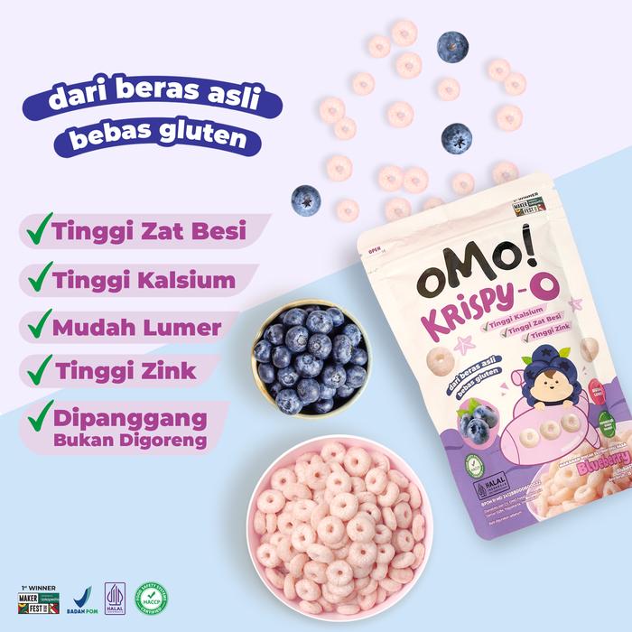Gambar OMO! Krispy-O - Cemilan MPASI - 15gr - Snack Sehat Bayi - Cemilan Anak - Blueberry dari Allofsnackid undefined Tokopedia