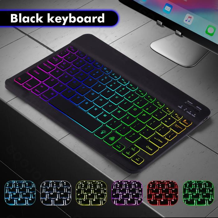 Gambar GOOJODOQ RGB LED Bluetooth Keyboard for iPad Android PC w/ Touchpad - Black  dari Goojodoq Professionals undefined Tokopedia