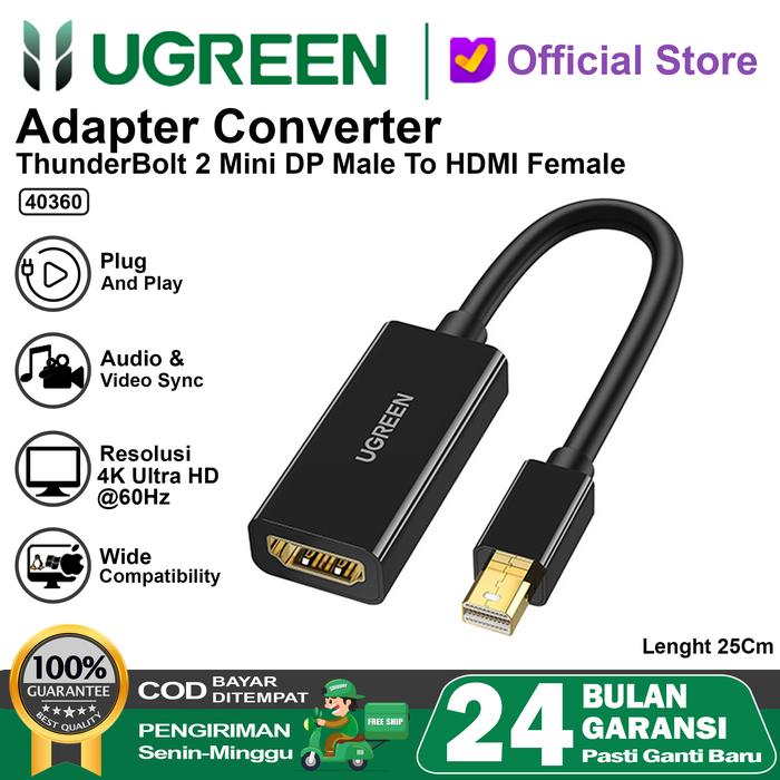 Gambar Kabel Display Port/Mini DP To Display Port HDMI Male/Female Ultra HD8K - 40360 dari UGREEN Official Store undefined Tokopedia