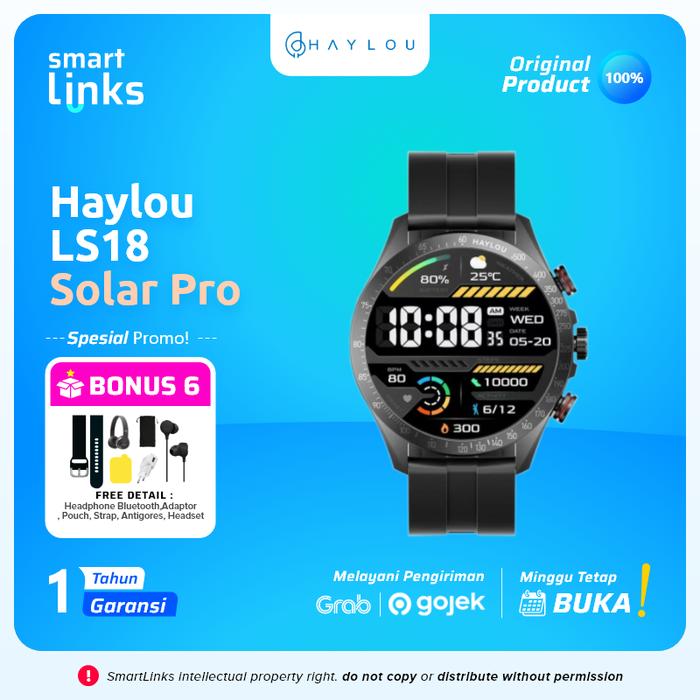 Gambar Haylou Solar Pro LS18 Smartwatch Canggih dengan fitur AOD ip68 - Black, 4 Bonus dari Smartlink Indonesia undefined Tokopedia