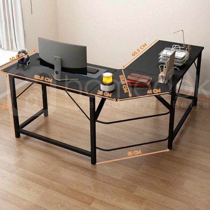 Gambar Meja Gaming Aesthetic Type L / Meja Komputer Kantor / Meja Belajar - Hitam dari grosirjakarta3699 undefined Tokopedia