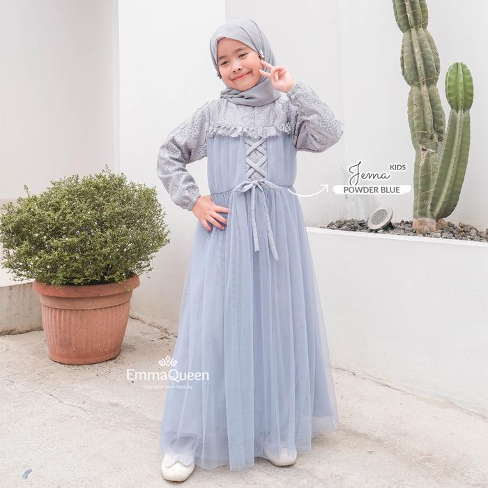 Gambar Emma Queen - Dress Jema Kids Gamis Kondangan Anak Katun Brukat XS/XXL - Powder Blue, XL dari EmmaQueen.net undefined Tokopedia