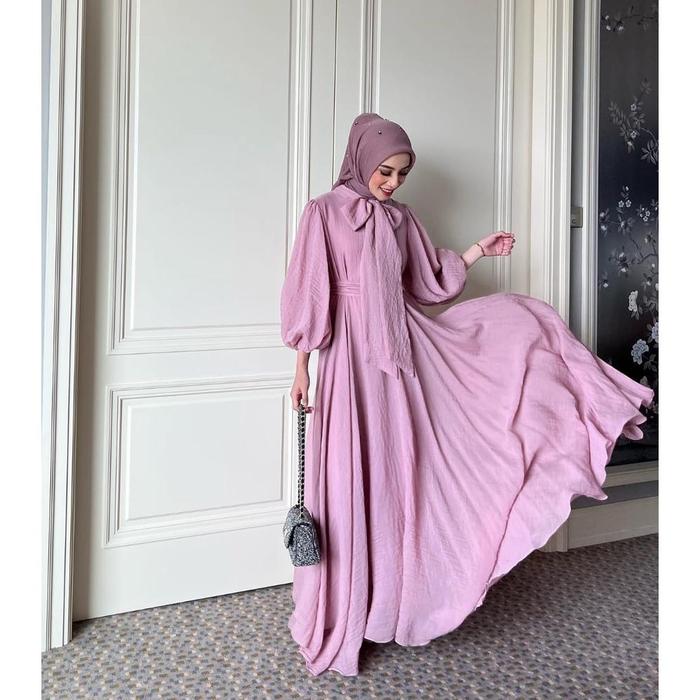 Gambar PREMIUM gamis pesta muslimah terbaru 2023 polos dress viral model - dusty pink, XL dari Aisyah Shoop99 undefined Tokopedia