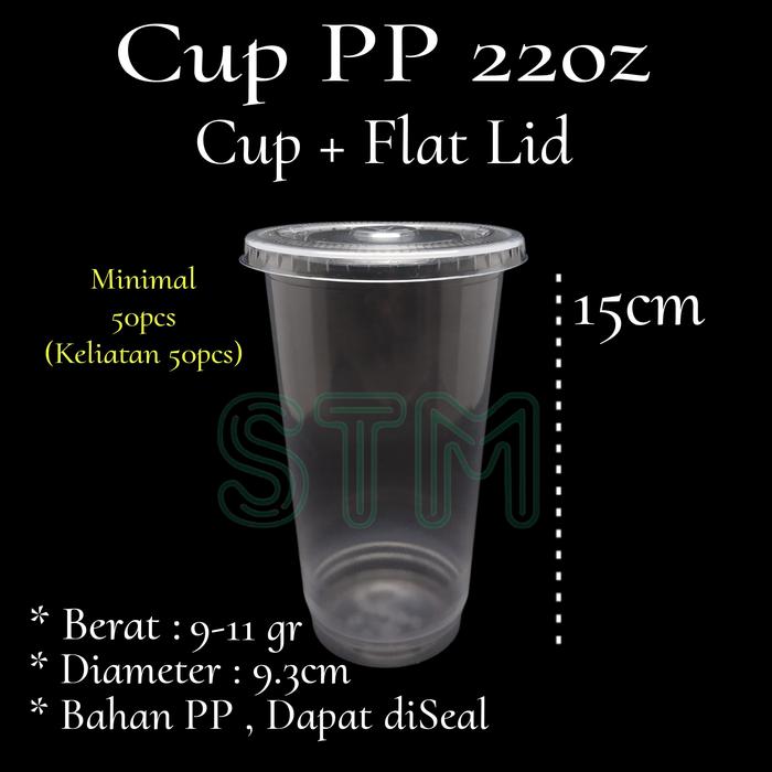 Gambar Gelas Plastik 22oz / PP cup 22 oz +Tutup (660ml) - Cup+Flat dari STMofficialshop undefined Tokopedia