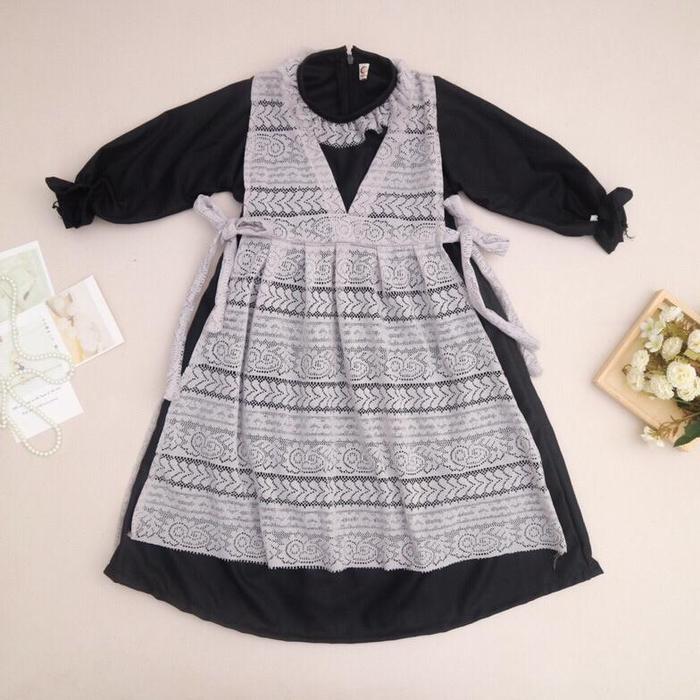 Gambar LALUNA Dress. Gamis Couple Ibu Anak. Gamis Lebaran Anak Perempuan. - Hitam, XS dari Aisyah Shoop99 undefined Tokopedia