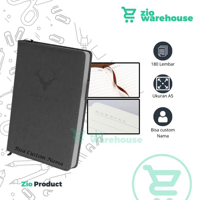 Gambar Custom Cetak Nama Notebook A5 Estetik Buku Tulis Agenda Catatan Kantor - Hitam, Grafir Nama dari Zio Warehouse undefined Tokopedia