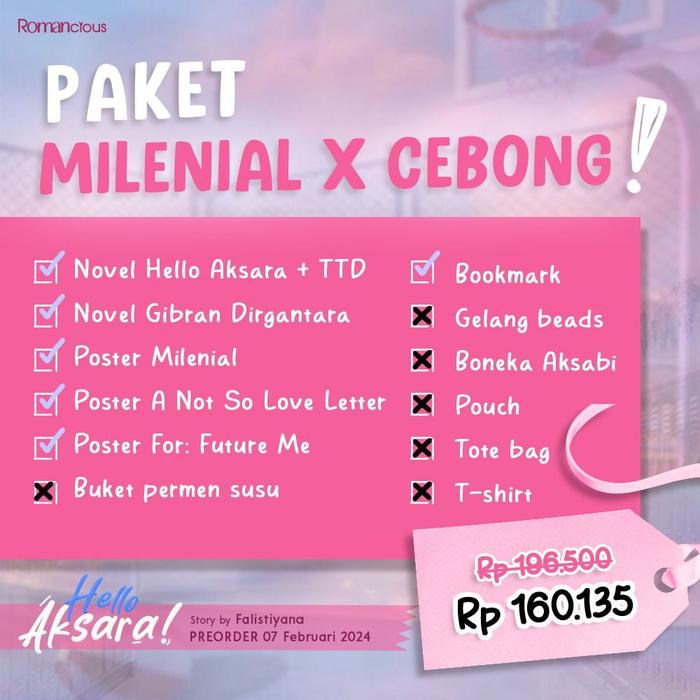 Gambar Pre Order Buku Novel - Hello, Aksara! - Falistiyana - Romancious - Bum - Milenial X Cebo dari Bumi Fiksi Makassar undefined Tokopedia