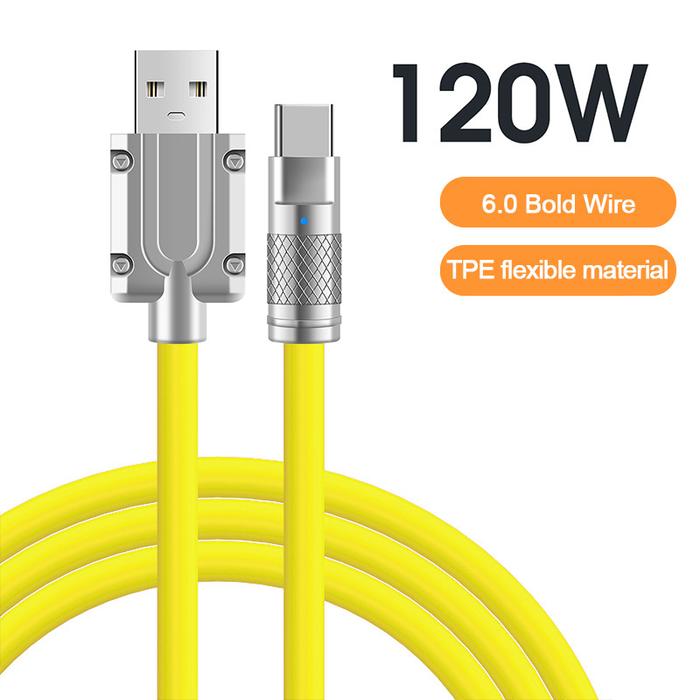 Gambar Kabel Data 120W 6A Fast Charging Micro USB Type C Lightning Android - Type C Kuning dari Xerion Acc undefined Tokopedia