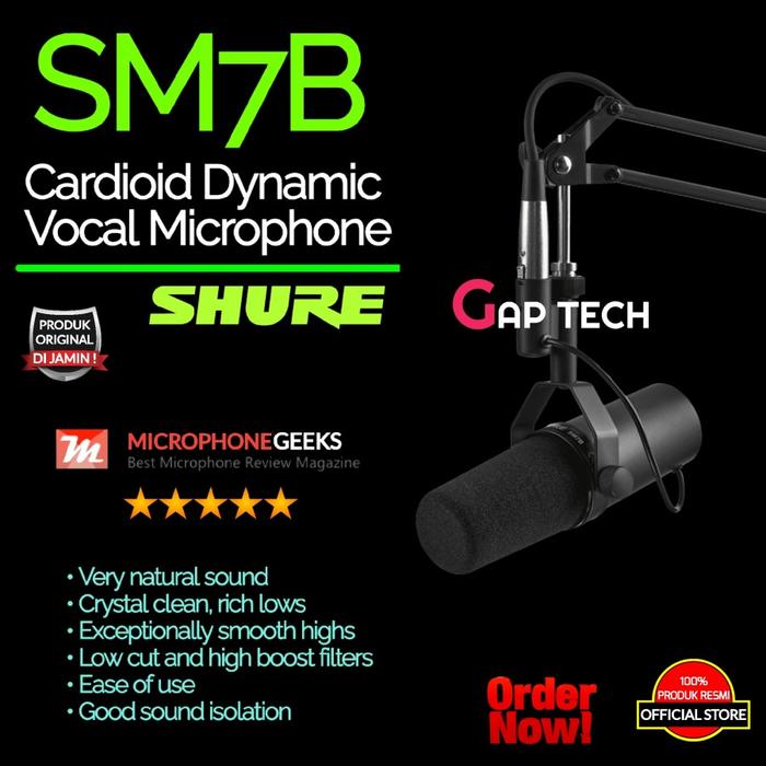 Gambar SHURE SM7B / SM 7B / SM7 B Cardioid Dynamic Vocal Microphone Original dari GAP TECH STORE undefined Tokopedia
