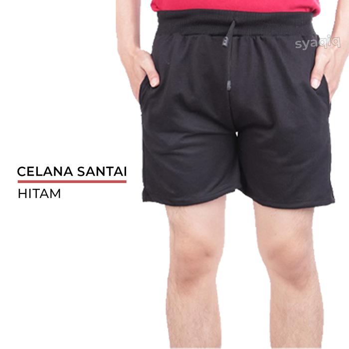 Gambar Celana Pendek Celana Santai Bahan Babyterry Halus Pria Wanita - Hitam dari Syaqiq undefined Tokopedia