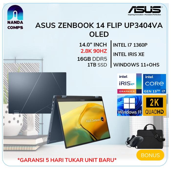 Gambar ASUS VIVOBOOK S16 FLIP OLED TP3604VA TOUCH I5 1335 16GB 512GB W11 16.0FHD IPS - NON BUNDLE, 8GB 512GB dari NandaComps undefined Tokopedia