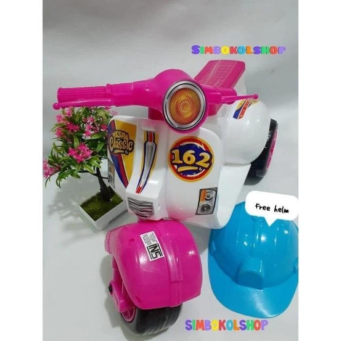 Gambar Mainan Motor Vespa - Motor Dorong - Mainan Anak - putih pink dari Parasindo undefined Tokopedia