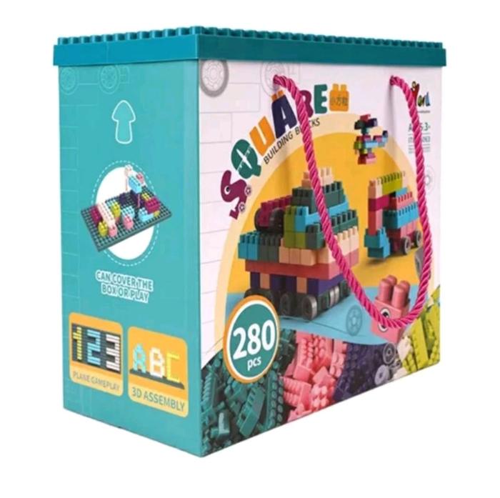 Gambar Balok Susun Warna-warni Mainan Anak Plus Kotak Penyimpanan & Dasar Blok Bangunan - 280 pcs dari Hagiatami Store undefined Tokopedia