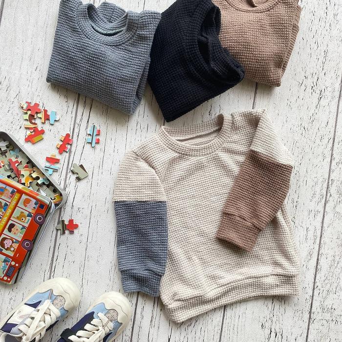 Gambar Sweater Anak Laki Laki Korean Style Rajut Double Knit Ozora - Latte, XXL dari Ninos Official undefined Tokopedia