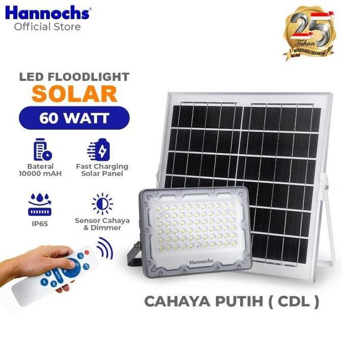 Gambar HANNOCHS LED SOROT FLOODLIGHT 60W CAHAYA PUTIH SOLAR CELL PANEL SURYA dari antariksa_store undefined Tokopedia