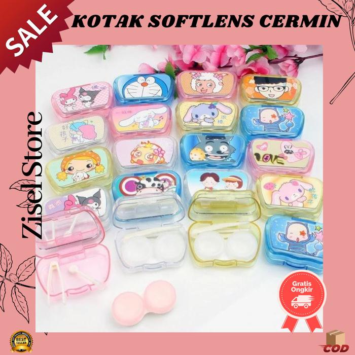 Gambar TEMPAT SOFTLENS CERMIN PENJEPIT KARAKTER KOTAK SOFTLENS LUCU dari Zisel Store undefined Tokopedia