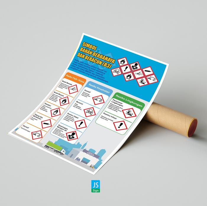 Gambar POSTER SAFETY K3 - SIMBOL MATERIAL B3 - A3 (45x30cm)  dari JS Sign undefined Tokopedia