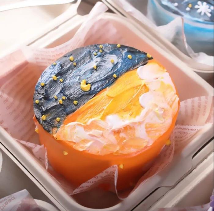 Gambar korean lunch box cake custom - Orange biru, Ovomaltine dari Libra Cake undefined Tokopedia