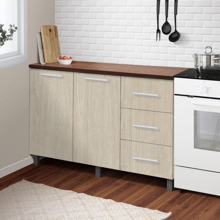 Gambar IDEA Kitchen Set Lemari Rak Dapur Bawah Modern Minimalis 3 Laci Denver - Toptable Brown dari Idea Furniture & Home Living undefined Tokopedia