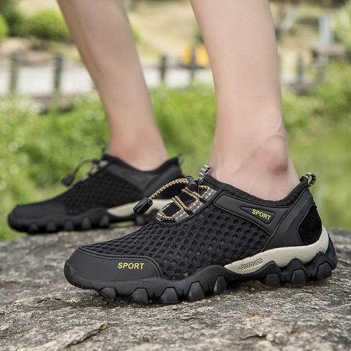 Gambar Sepatu Hiking Pria Olahraga Lari Outdoor Gunung Anti Slip Elastis - BLACK, 42 dari Nieva Fashion Shop undefined Tokopedia