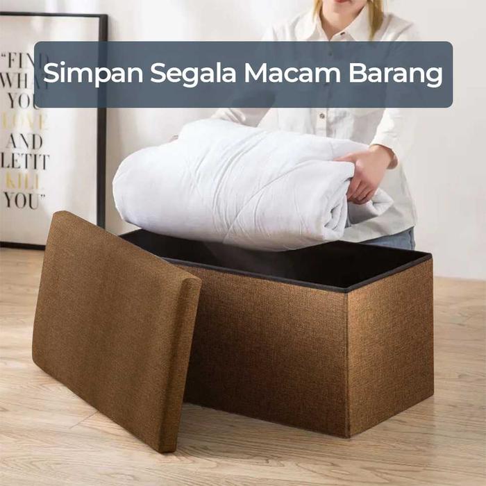 Gambar Sofa & Tempat Penyimpanan Storage Stool Furniture Indor Multifungsi Kursi Furniture Korean Bangku Minimalis Busa Estetik Kotak Penyimpanan dengan Slot Luas dan Nyaman untuk Duduk - 76x38x38, Hitam dari HagiAtHome undefined Tokopedia