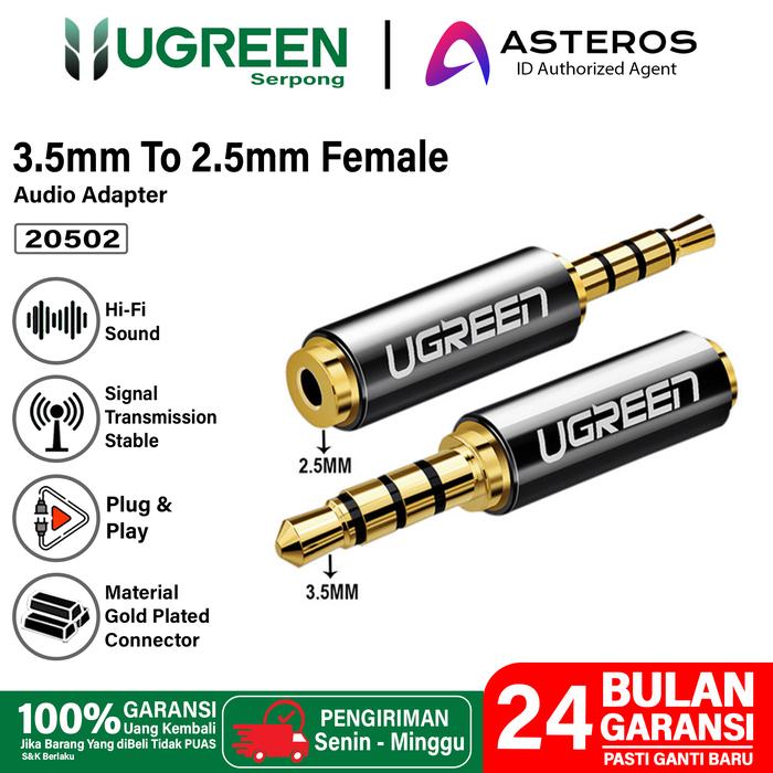 Gambar Adapter Converter Audio AUX 6.5mm Male To Jack 3.5mm Female UGREEN - 20502 dari Ugreen Serpong undefined Tokopedia