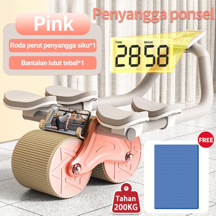 Ab Wheel Roller Plank Trainer Rebound Push Up 2in1 Aman Pink+timer plus