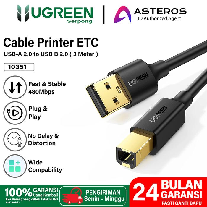 Gambar Kabel Printer USB 2.0, USB C Type A To Type B Male For Epson Canon HP - 10351 USB A dari Ugreen Serpong undefined Tokopedia