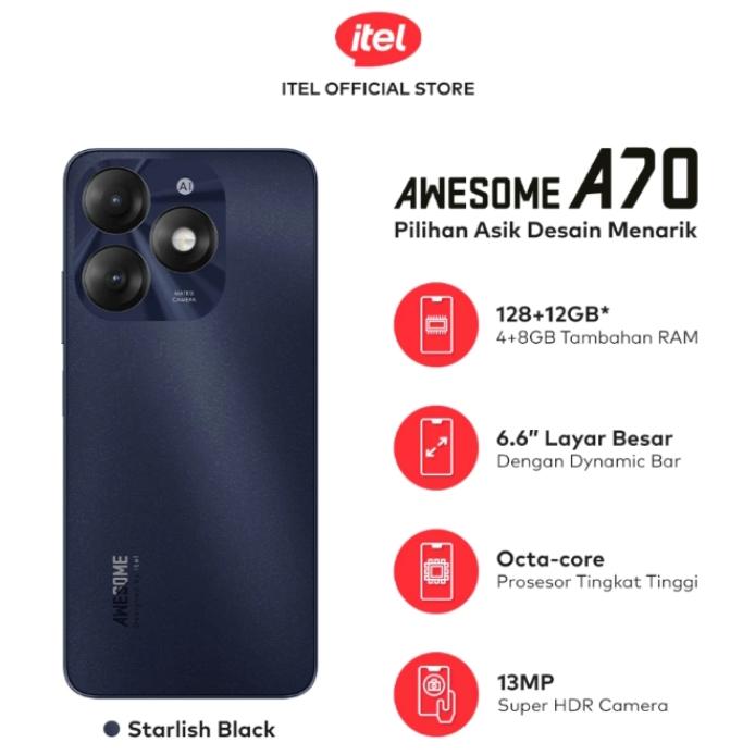 Gambar Itel A70 4/128 GB Baru Garansi Resmi New - Hitam dari Hokuriku Store undefined Tokopedia